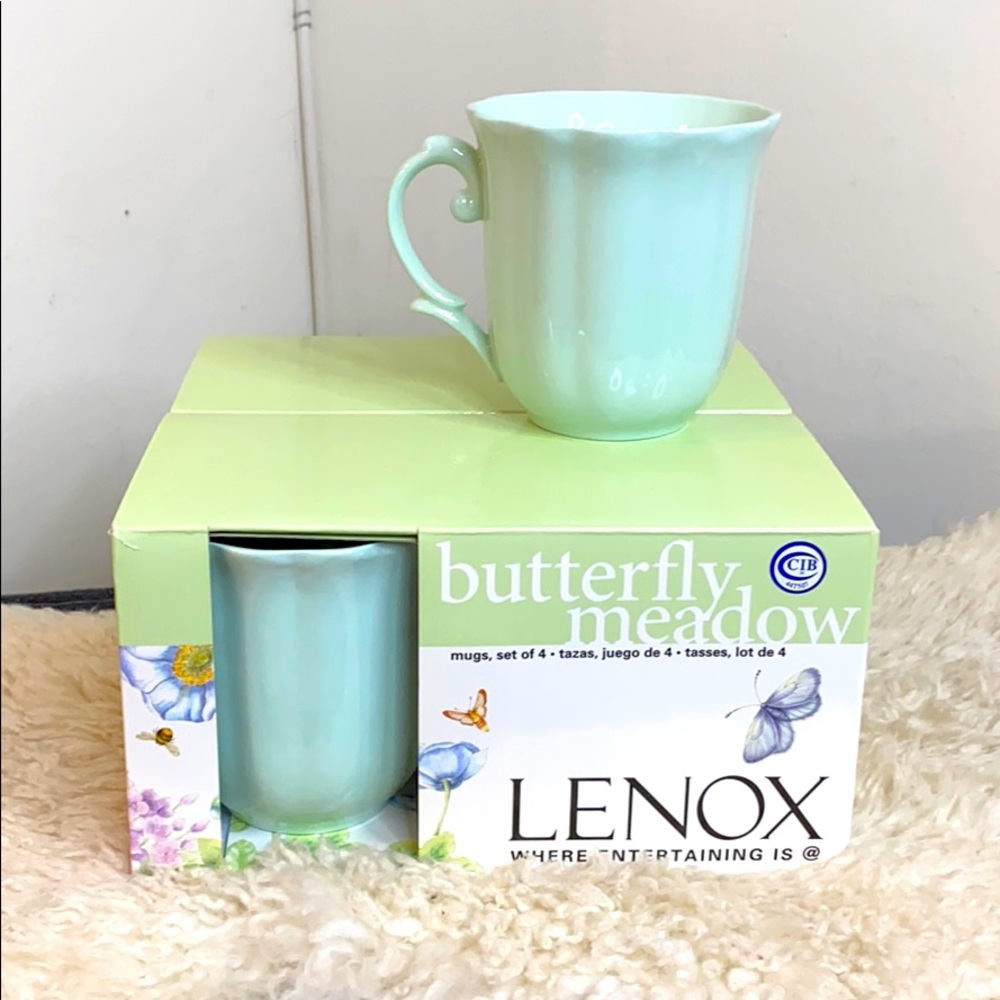 Lenox Butterfly Meadow Mint Green Mugs. NWT